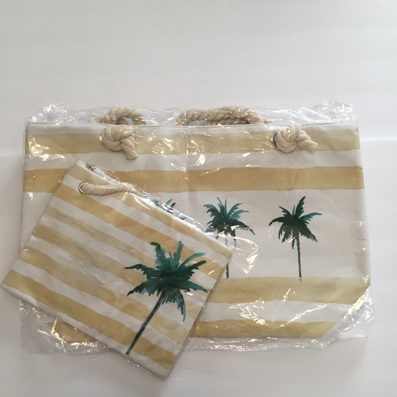 Athena Handbags - Athena Large Beach Tote Bag & Zipper Boat Bag Coconut Tree NWOT